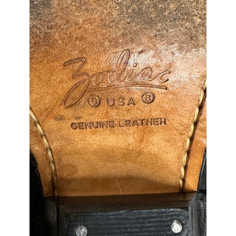 Vintage Zodiac Black Leather Harness Boots Womens 6 Western Biker Edgy Moto - Picture 11 of 13